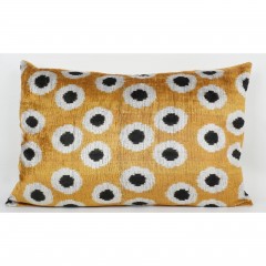 IKAT SILK UNIQUE ORANGE BLACK DOT Q8     - CUSHIONS